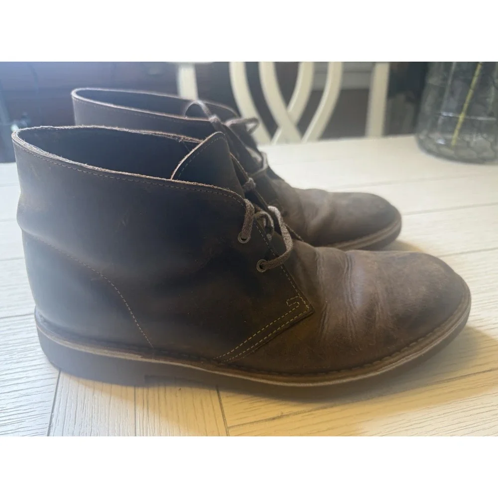 Clarks Mens Desert Boots Sz 10.5 M Bushacre Chukka Brown Leather Lace Up Shoes